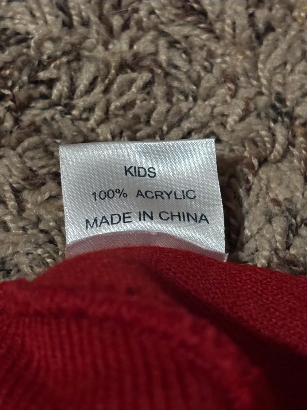 Red Kids Beanie Hat with White Logo